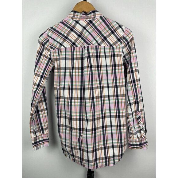J. Crew Multicolor Plaid Classic Fit Long Sleeve Button Down Collared Top Size 2 - Picture 7 of 8